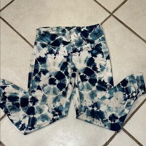 Old Navy Blue and White Leggings with Tie-Dye Pattern